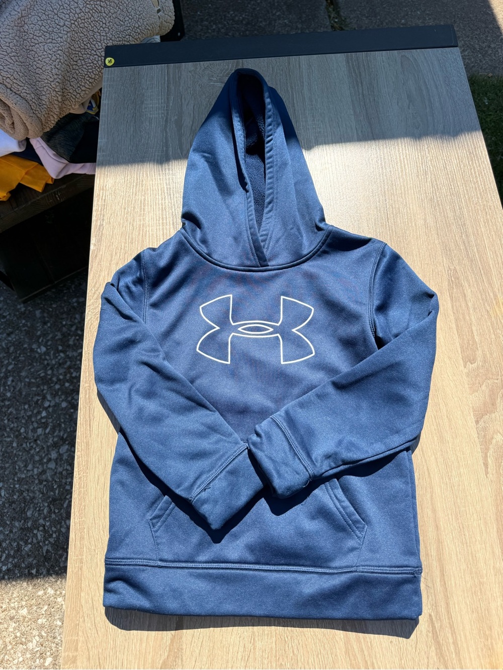Under Armour Navy Blue Hoodie with White Logo